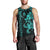 Hawaiian Tribal Men Tank Top Polynesian Kakau Turtle - Aqua LT9 - Polynesian Pride