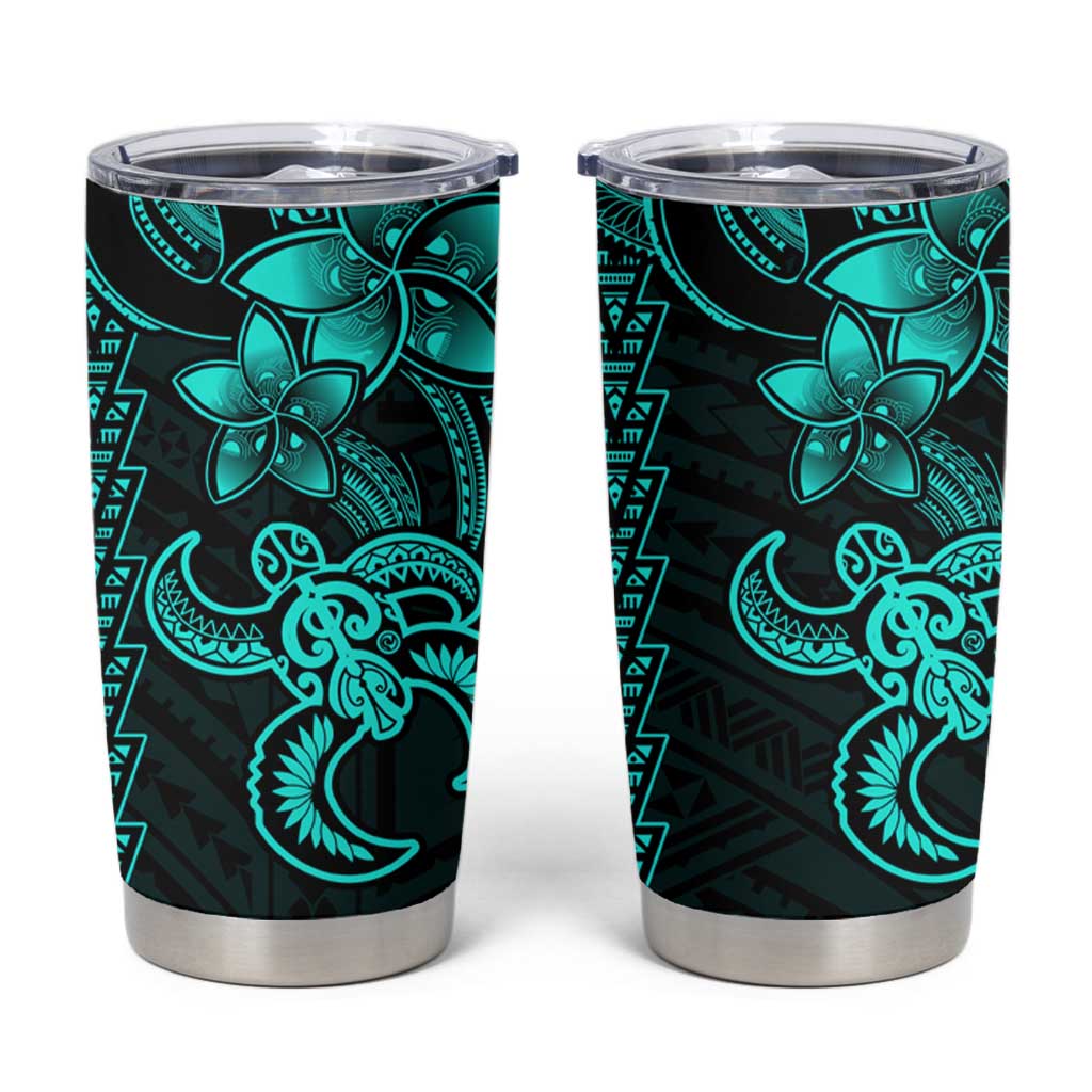 Aqua Hawaiian Kakau Turtle Tumbler Cup Polynesian Tribal LT9 Aqua - Polynesian Pride