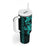 Aqua Hawaiian Kakau Turtle Tumbler With Handle Polynesian Tribal