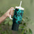 Aqua Hawaiian Kakau Turtle Tumbler With Handle Polynesian Tribal