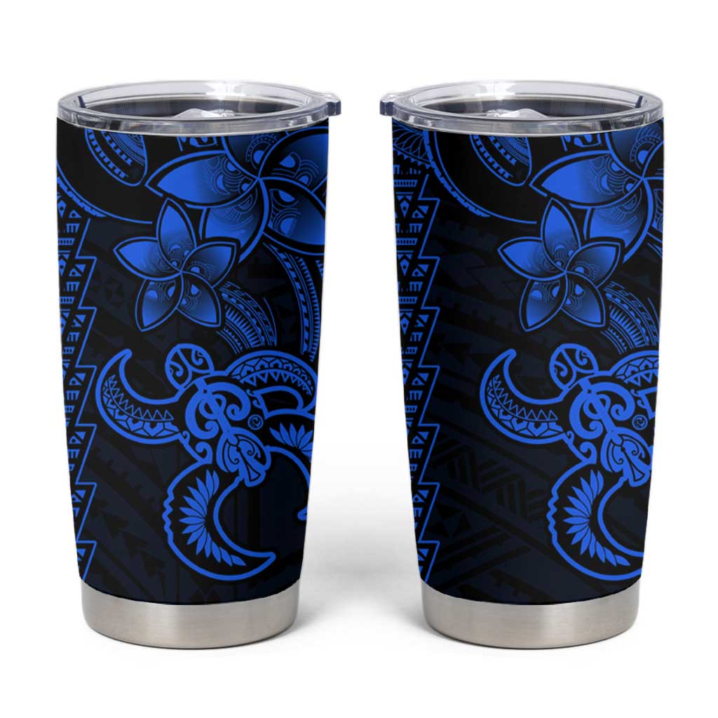 Blue Hawaiian Kakau Turtle Tumbler Cup Polynesian Tribal LT9 Blue - Polynesian Pride