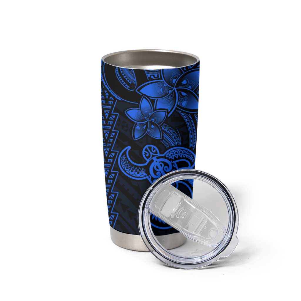 Blue Hawaiian Kakau Turtle Tumbler Cup Polynesian Tribal LT9 - Polynesian Pride