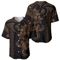Hawaiian Tribal Baseball Jersey Polynesian Kakau Turtle - Gold LT9 - Polynesian Pride