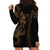 Hawaiian Tribal Hoodie Dress Polynesian Kakau Turtle - Gold LT9 - Polynesian Pride