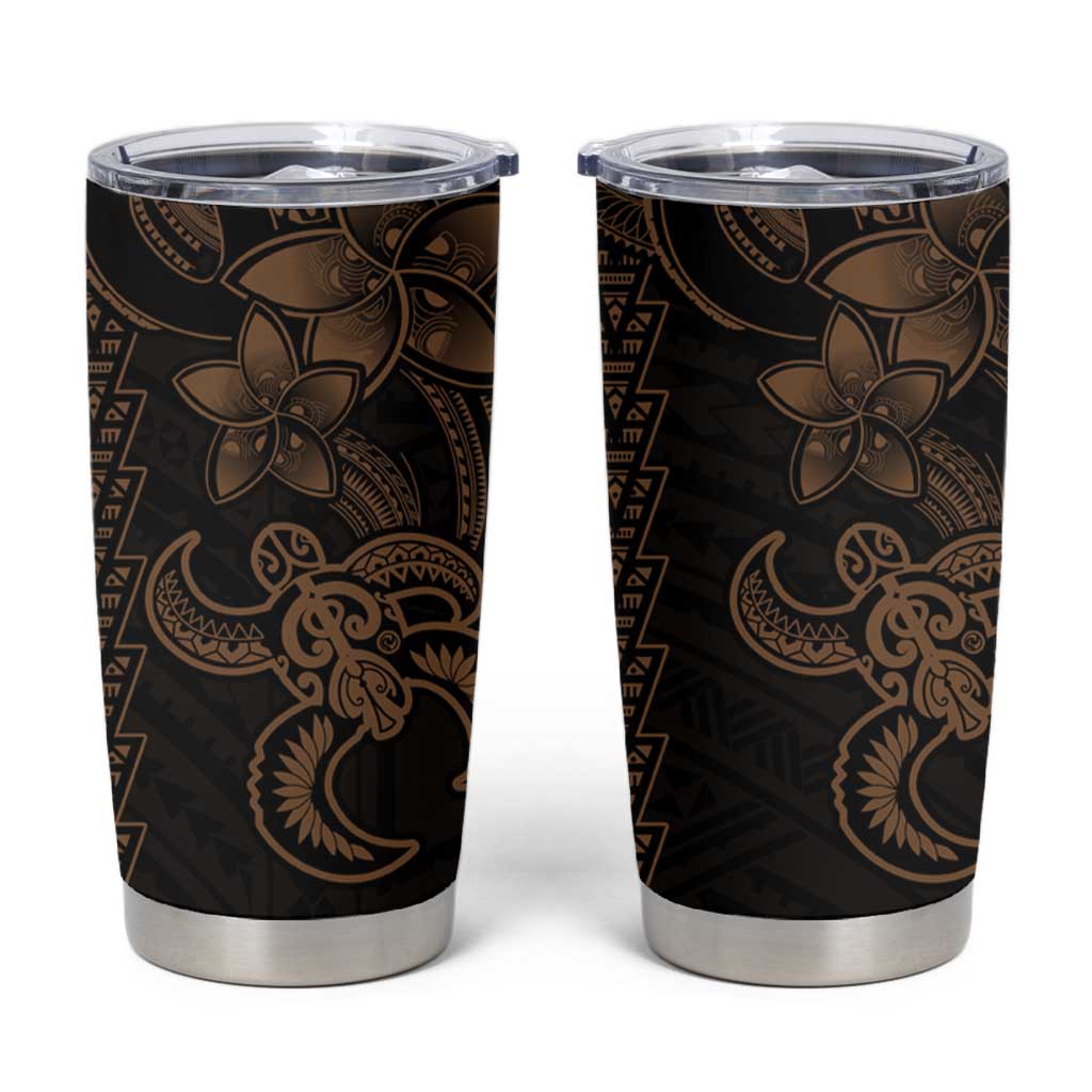 Gold Hawaiian Kakau Turtle Tumbler Cup Polynesian Tribal LT9 Gold - Polynesian Pride