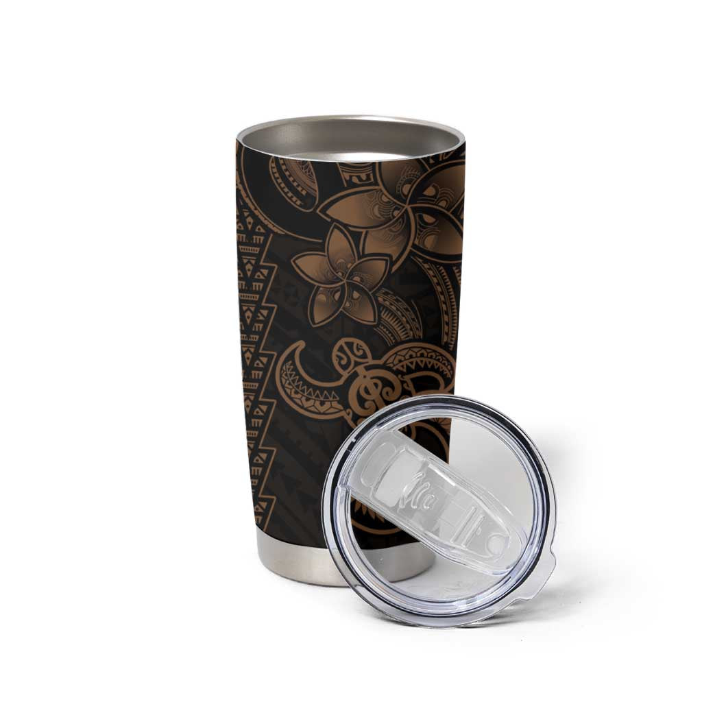 Gold Hawaiian Kakau Turtle Tumbler Cup Polynesian Tribal LT9 - Polynesian Pride