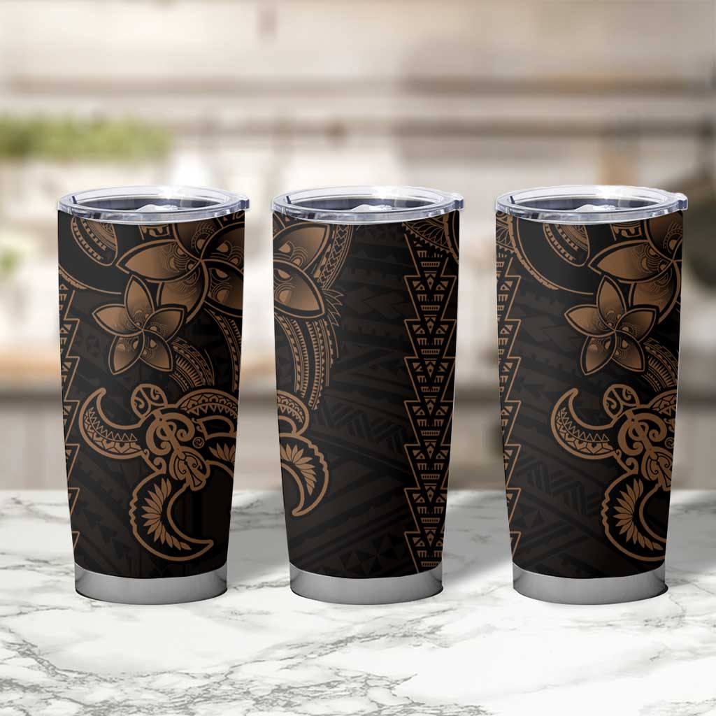 Gold Hawaiian Kakau Turtle Tumbler Cup Polynesian Tribal LT9 - Polynesian Pride