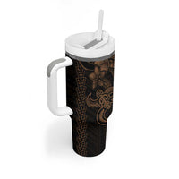 Gold Hawaiian Kakau Turtle Tumbler With Handle Polynesian Tribal LT9 - Polynesian Pride