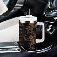 Gold Hawaiian Kakau Turtle Tumbler With Handle Polynesian Tribal LT9 - Polynesian Pride