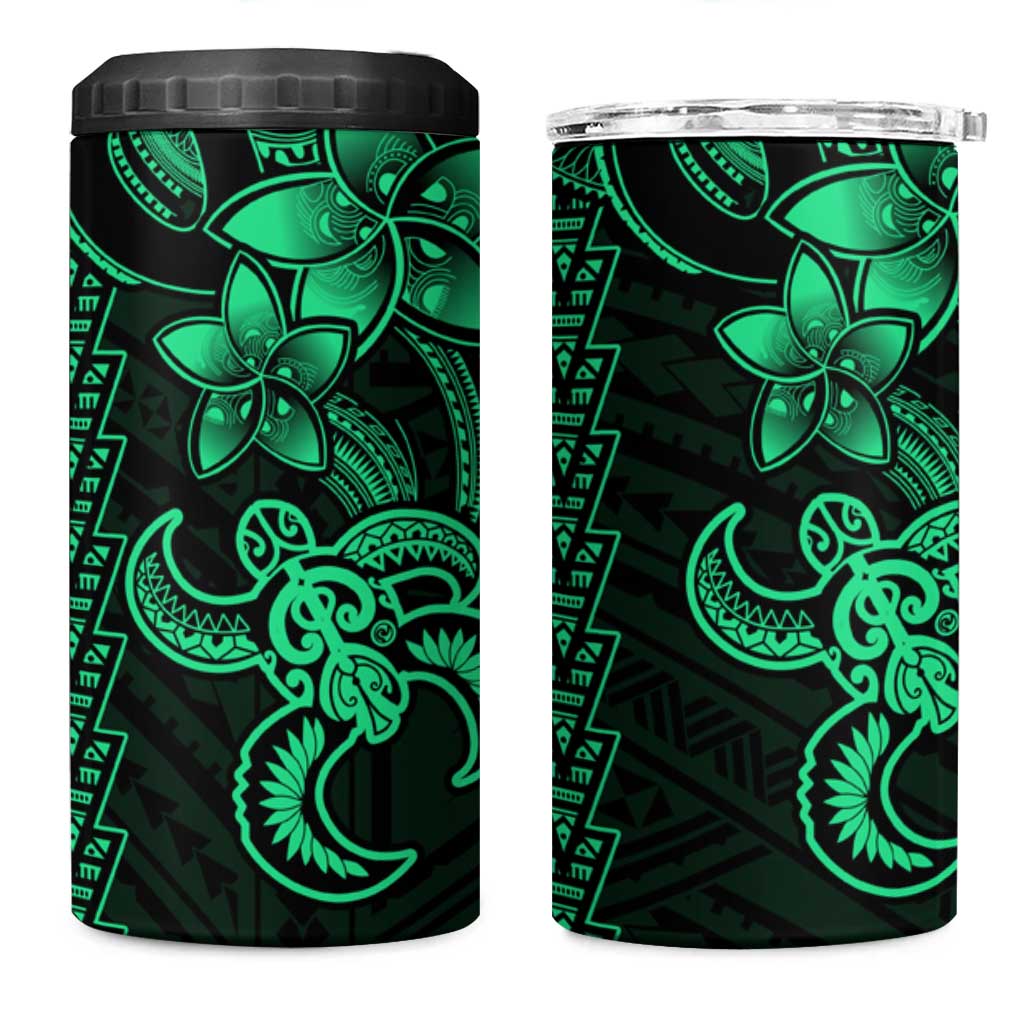 Green Hawaiian Kakau Turtle 4 in 1 Can Cooler Tumbler Polynesian Tribal LT9 One Size: 16 oz Green - Polynesian Pride