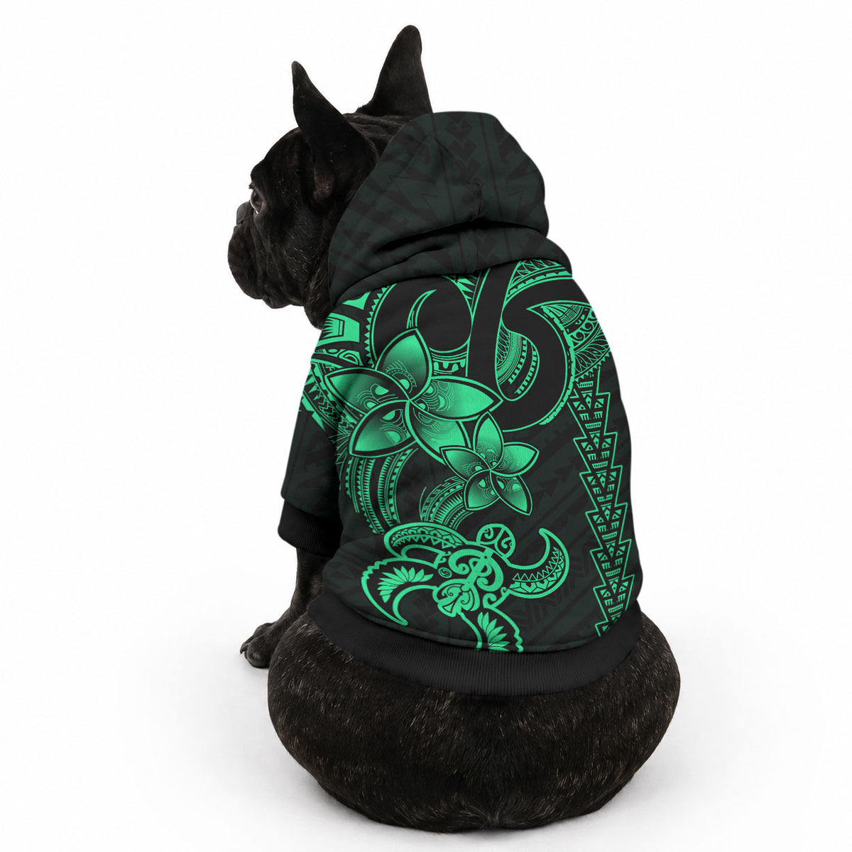 Hawaiian Tribal Kakau Turtle - Green Pet Hoodie LT9 - Polynesian Pride