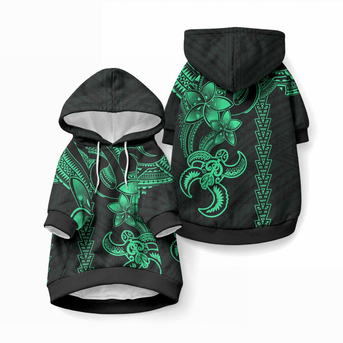 Hawaiian Tribal Kakau Turtle - Green Pet Hoodie LT9 Pullover Green - Polynesian Pride