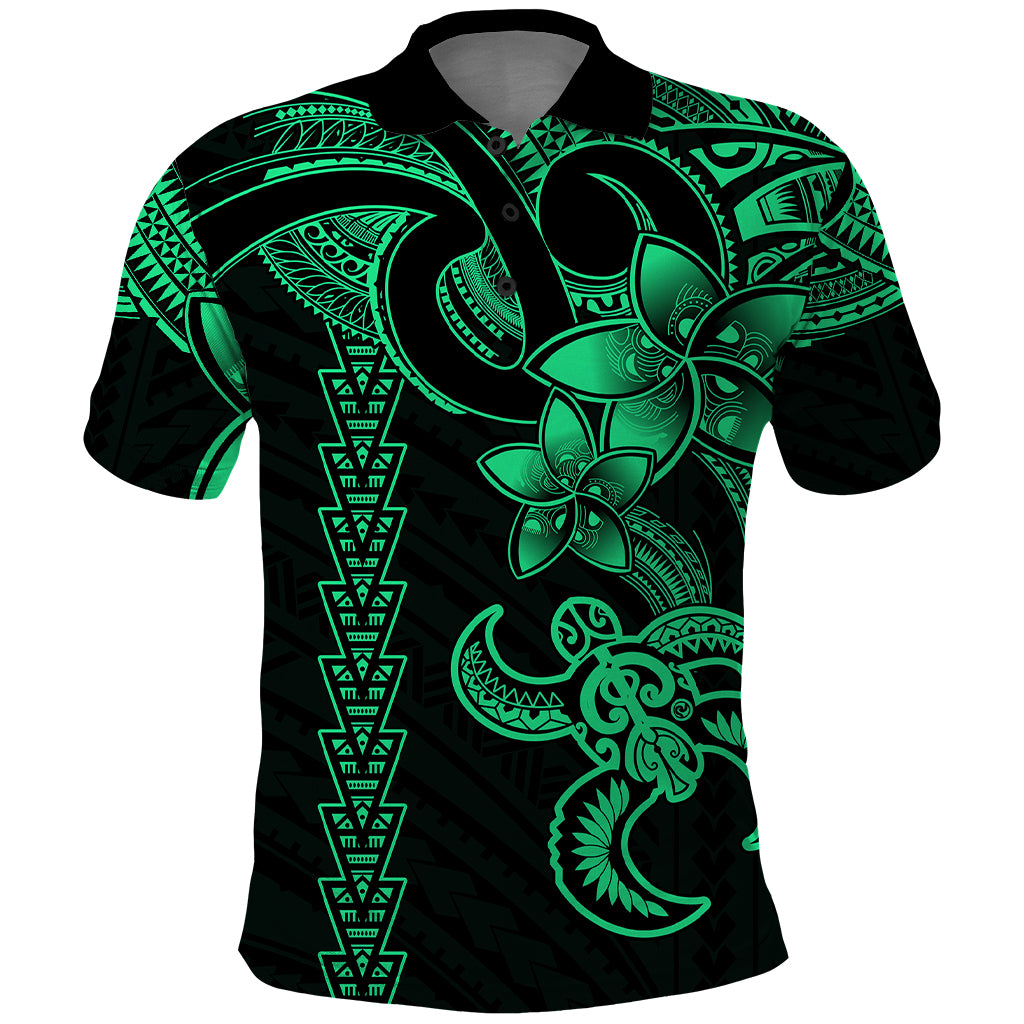 Hawaiian Tribal Polo Shirt Polynesian Kakau Turtle Green LT9 Green - Polynesian Pride