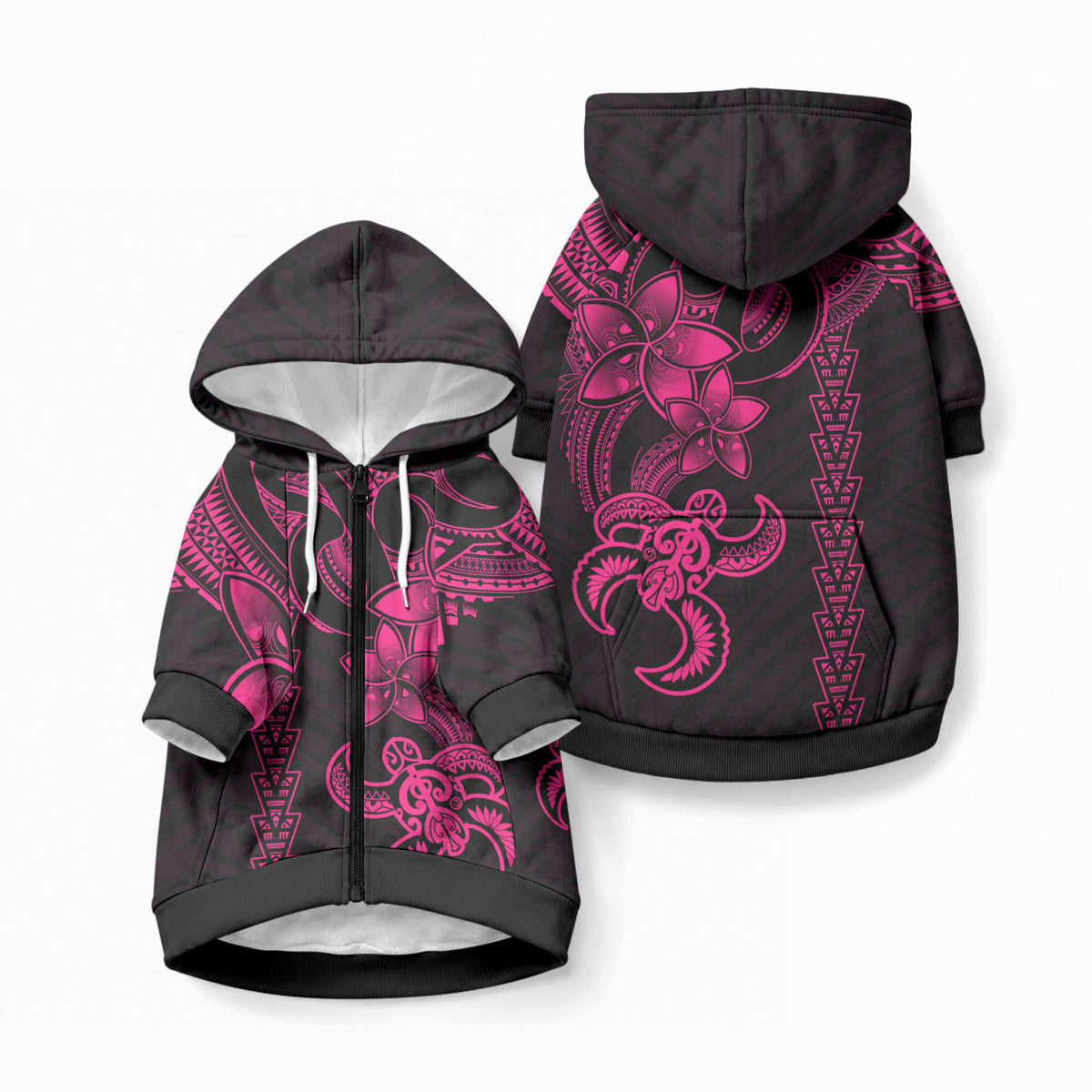 Hawaiian Tribal Kakau Turtle - Pink Pet Hoodie LT9 Zip-up Pink - Polynesian Pride