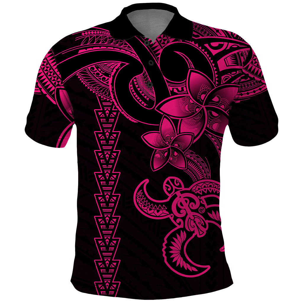 Hawaiian Tribal Polo Shirt Polynesian Kakau Turtle Pink LT9 Pink - Polynesian Pride