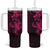 Pink Hawaiian Kakau Turtle Tumbler With Handle Polynesian Tribal