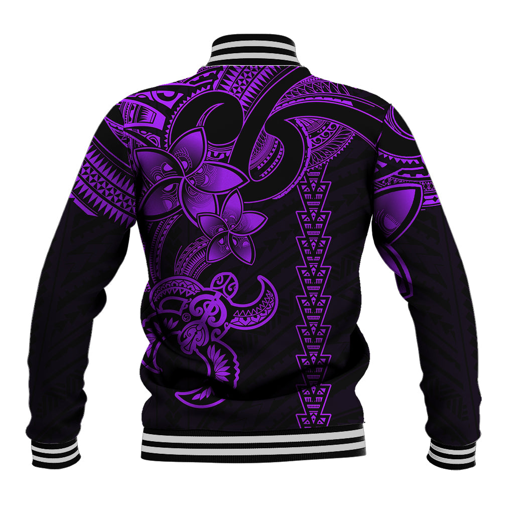 Hawaiian Tribal Baseball Jacket Polynesian Kakau Turtle - Purple LT9 - Polynesian Pride