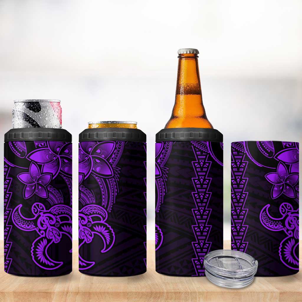 Purple Hawaiian Kakau Turtle 4 in 1 Can Cooler Tumbler Polynesian Tribal LT9 - Polynesian Pride