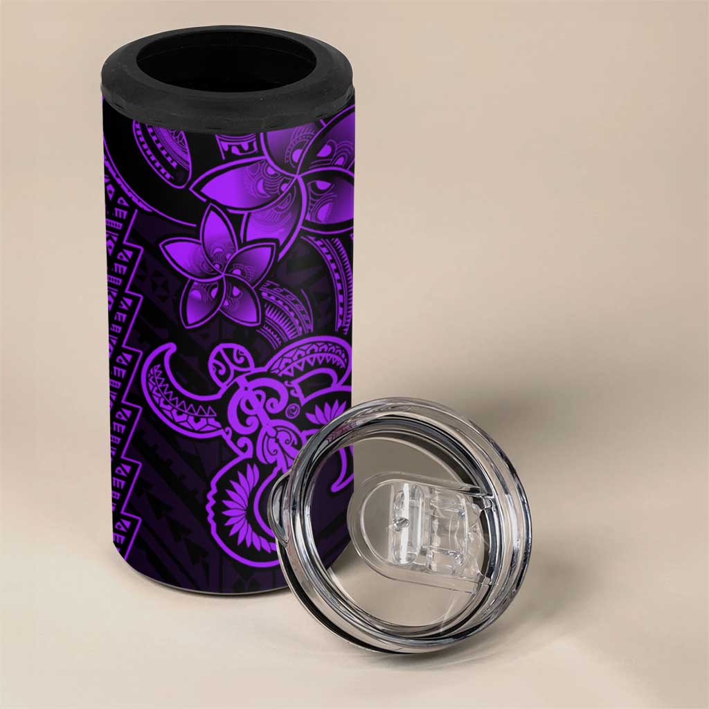 Purple Hawaiian Kakau Turtle 4 in 1 Can Cooler Tumbler Polynesian Tribal LT9 - Polynesian Pride