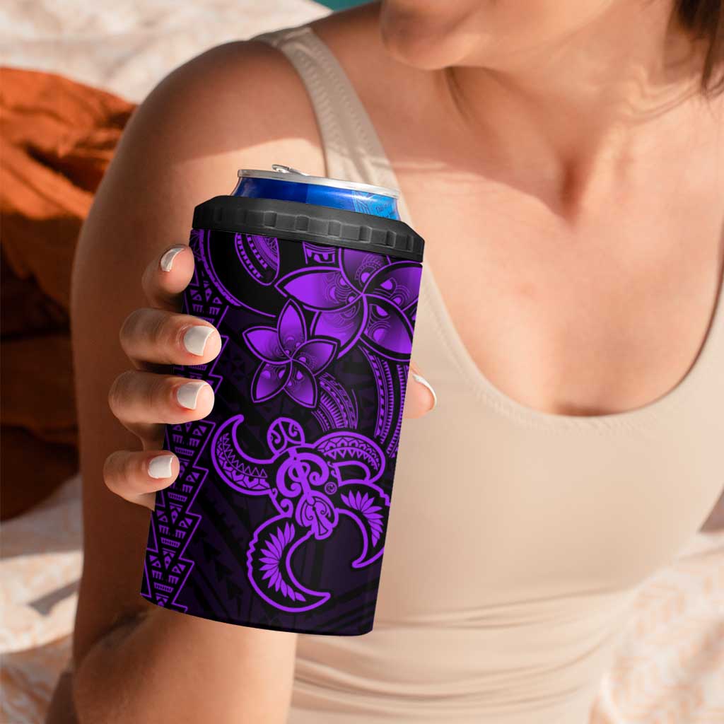 Purple Hawaiian Kakau Turtle 4 in 1 Can Cooler Tumbler Polynesian Tribal LT9 - Polynesian Pride