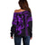 Hawaiian Tribal Off Shoulder Sweater Polynesian Kakau Turtle - Purple LT9 - Polynesian Pride