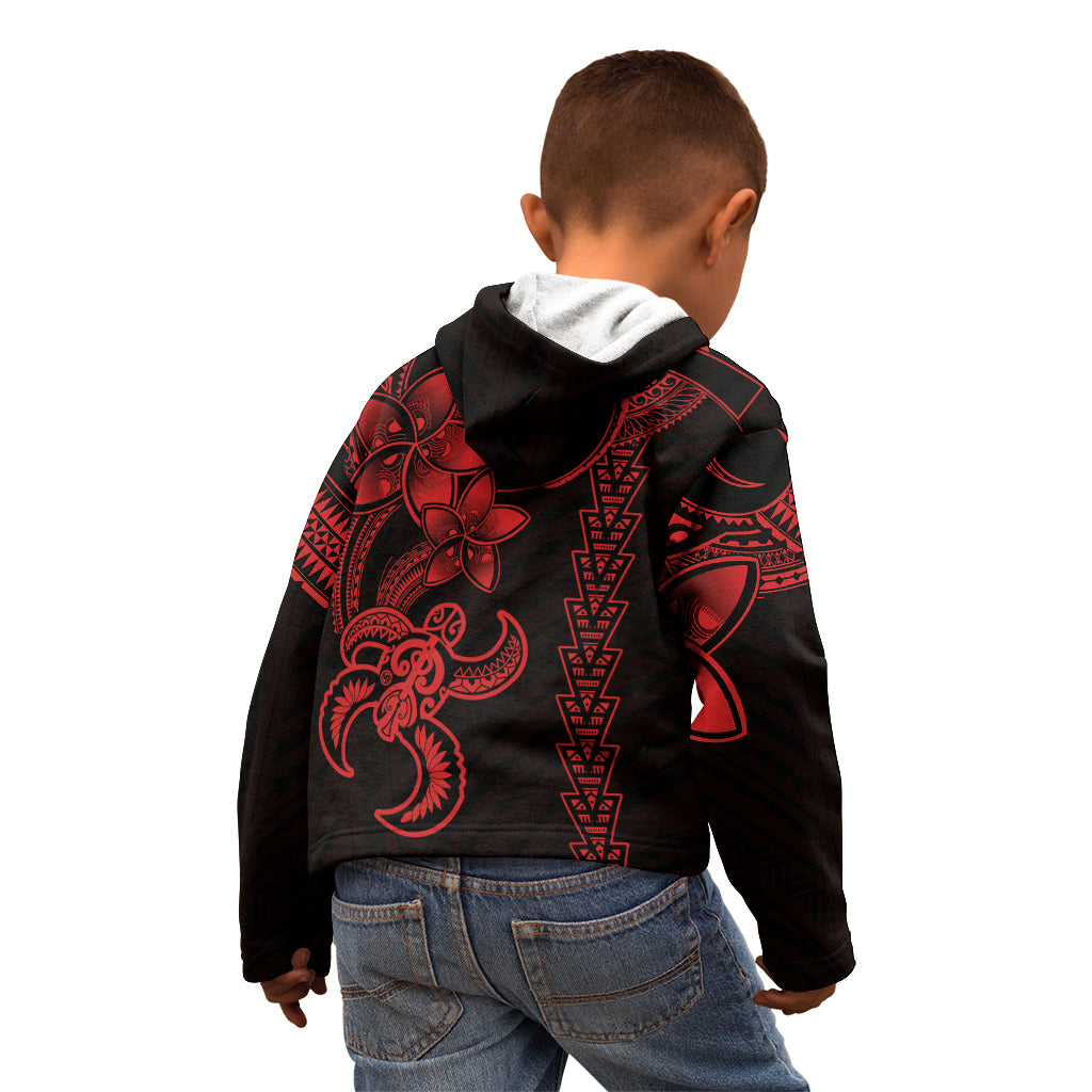 Hawaiian Tribal Kid Hoodie Polynesian Kakau Turtle - Red LT9 - Polynesian Pride