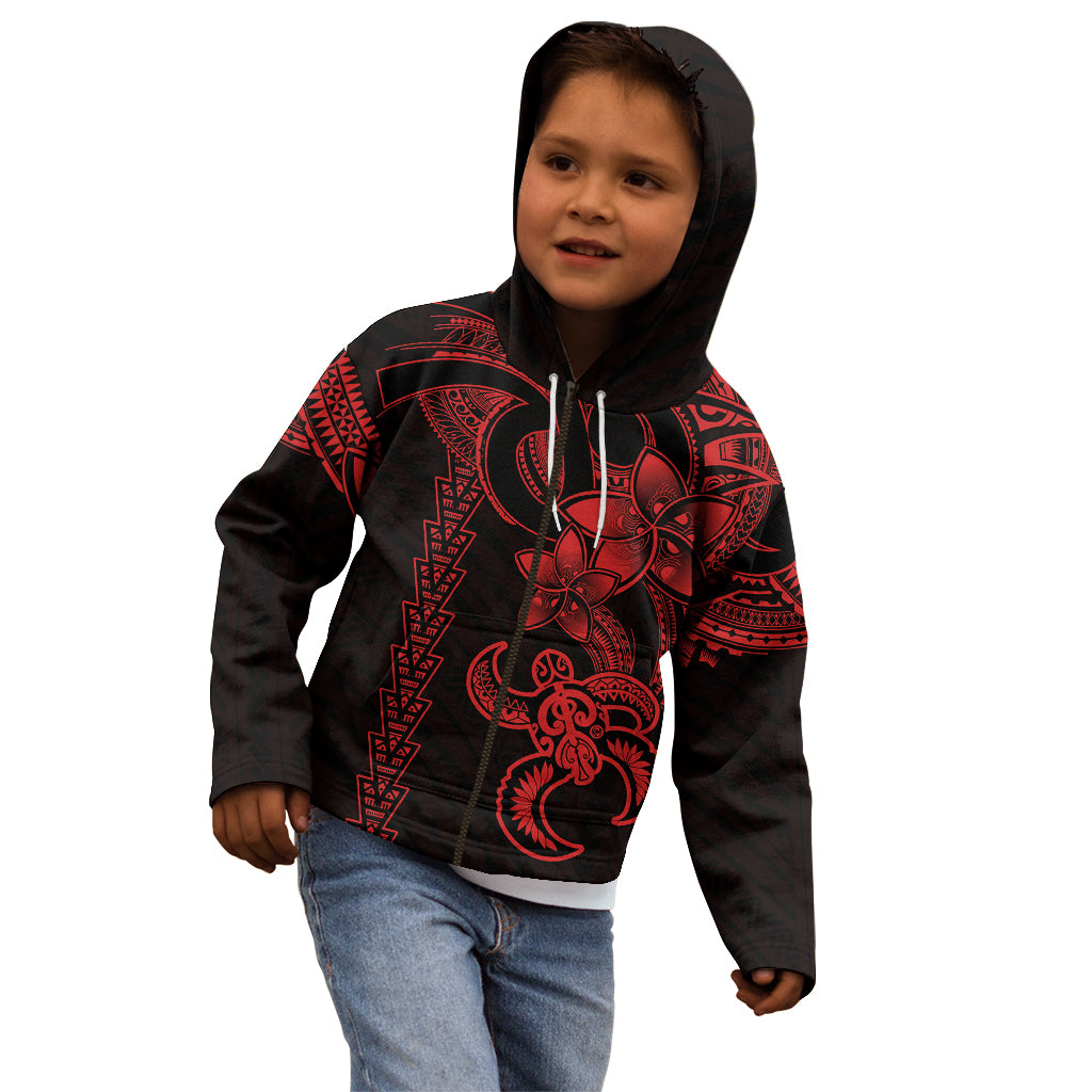 Hawaiian Tribal Kid Hoodie Polynesian Kakau Turtle - Red LT9 - Polynesian Pride