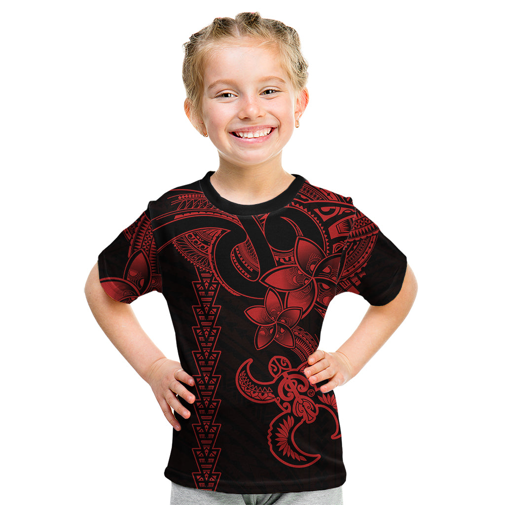 Hawaiian Tribal Kid T Shirt Polynesian Kakau Turtle - Red LT9 Red - Polynesian Pride
