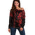 Hawaiian Tribal Off Shoulder Sweater Polynesian Kakau Turtle - Red LT9 Women Red - Polynesian Pride