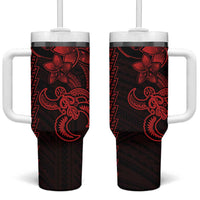 Red Hawaiian Kakau Turtle Tumbler With Handle Polynesian Tribal LT9 One Size: 40 oz Red - Polynesian Pride