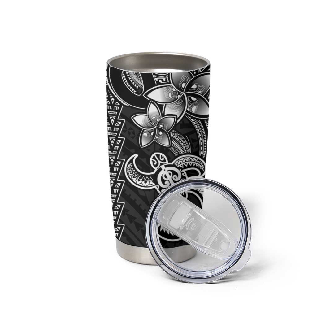 White Hawaiian Kakau Turtle Tumbler Cup Polynesian Tribal LT9 - Polynesian Pride