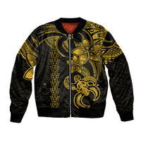 Hawaiian Tribal Bomber Jacket Polynesian Kakau Turtle - Yellow LT9 Unisex Yellow - Polynesian Pride