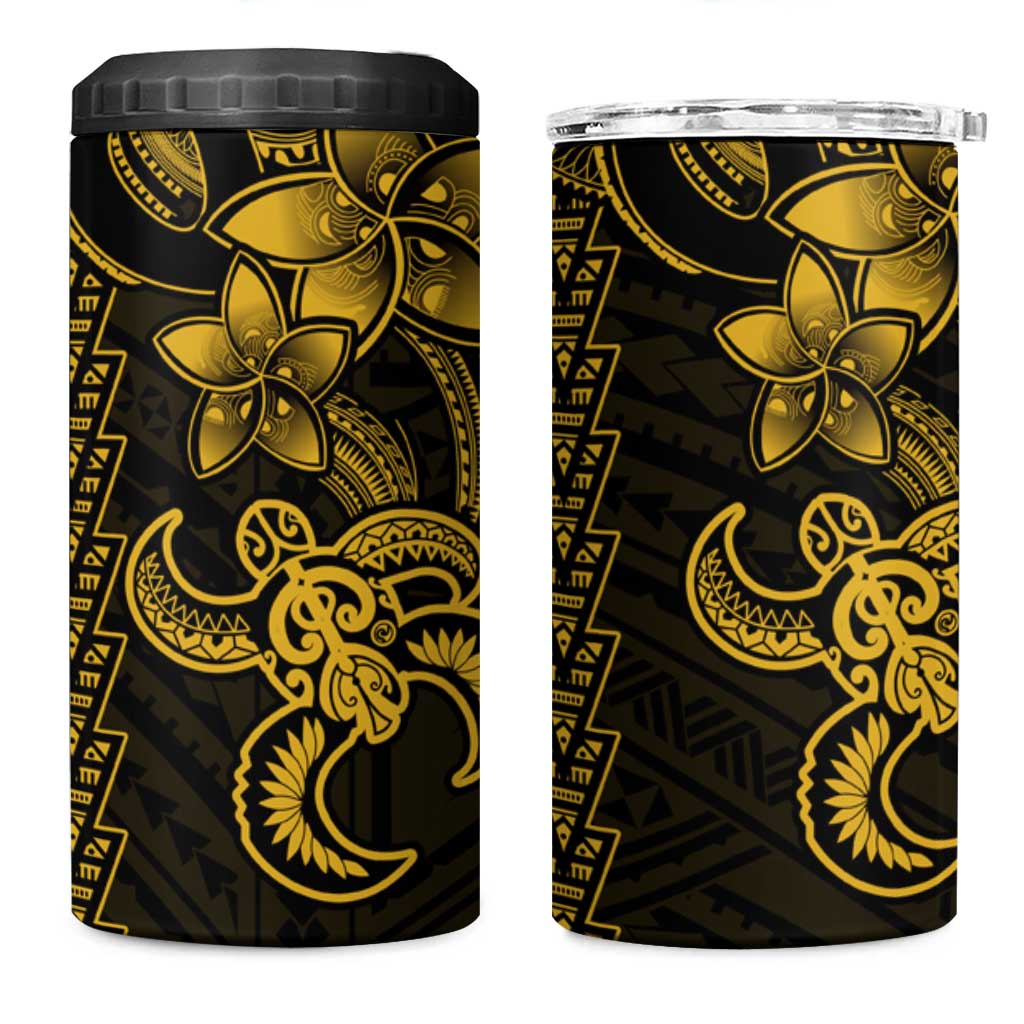 Yellow Hawaiian Kakau Turtle 4 in 1 Can Cooler Tumbler Polynesian Tribal LT9 One Size: 16 oz Yellow - Polynesian Pride
