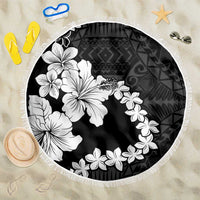 American Samoa Lotu Tamaiti Beach Blanket White Sunday Plumeria Black Vibe LT9 One Size 150cm Black - Polynesian Pride