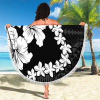 American Samoa Lotu Tamaiti Beach Blanket White Sunday Plumeria Black Vibe LT9 - Polynesian Pride