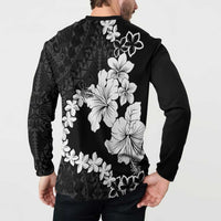 American Samoa Lotu Tamaiti Button Sweatshirt White Sunday Plumeria Black Vibe LT9 - Polynesian Pride