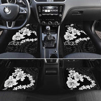 American Samoa Lotu Tamaiti Car Mats White Sunday Plumeria Black Vibe LT9 Set 4pcs Black - Polynesian Pride