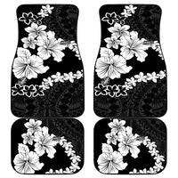 American Samoa Lotu Tamaiti Car Mats White Sunday Plumeria Black Vibe LT9 - Polynesian Pride
