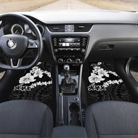 American Samoa Lotu Tamaiti Car Mats White Sunday Plumeria Black Vibe LT9 Set 2pcs - Front Black - Polynesian Pride