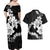 American Samoa Lotu Tamaiti Couples Matching Off Shoulder Maxi Dress and Hawaiian Shirt White Sunday Plumeria Black Vibe