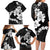 American Samoa Lotu Tamaiti Family Matching Long Sleeve Bodycon Dress and Hawaiian Shirt White Sunday Plumeria Black Vibe