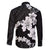 American Samoa Lotu Tamaiti Family Matching Off The Shoulder Long Sleeve Dress and Hawaiian Shirt White Sunday Plumeria Black Vibe