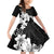 American Samoa Lotu Tamaiti Family Matching Off Shoulder Short Dress and Hawaiian Shirt White Sunday Plumeria Black Vibe