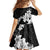 American Samoa Lotu Tamaiti Family Matching Off Shoulder Short Dress and Hawaiian Shirt White Sunday Plumeria Black Vibe