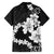 American Samoa Lotu Tamaiti Family Matching Off Shoulder Short Dress and Hawaiian Shirt White Sunday Plumeria Black Vibe