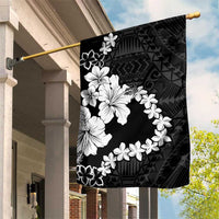 American Samoa Lotu Tamaiti Garden Flag White Sunday Plumeria Black Vibe LT9 House Flag Black - Polynesian Pride