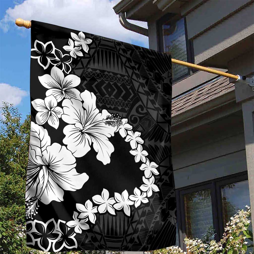 American Samoa Lotu Tamaiti Garden Flag White Sunday Plumeria Black Vibe LT9 - Polynesian Pride