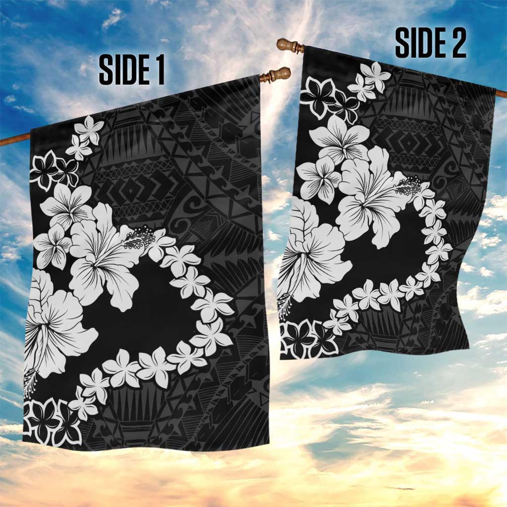 American Samoa Lotu Tamaiti Garden Flag White Sunday Plumeria Black Vibe LT9 - Polynesian Pride