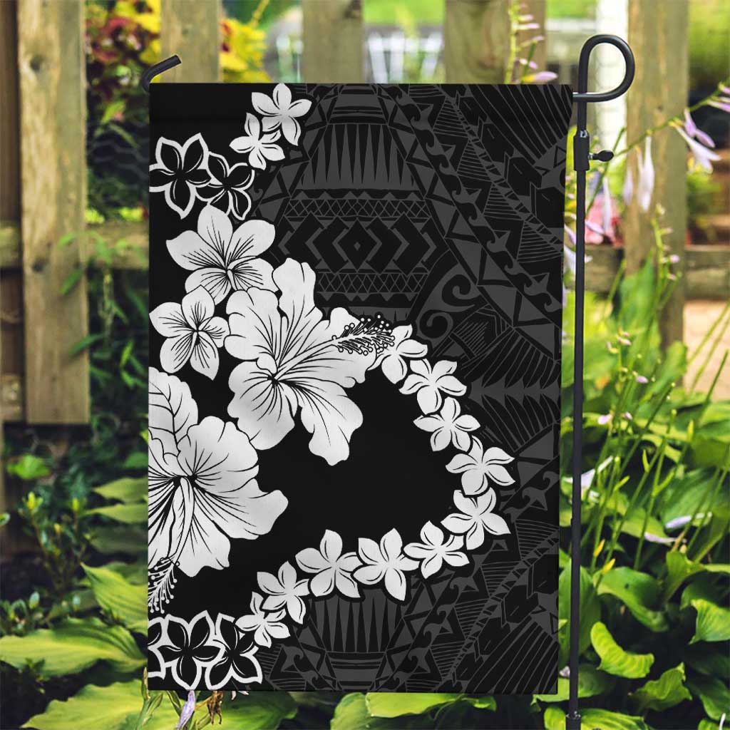 American Samoa Lotu Tamaiti Garden Flag White Sunday Plumeria Black Vibe LT9 Garden Flag Black - Polynesian Pride