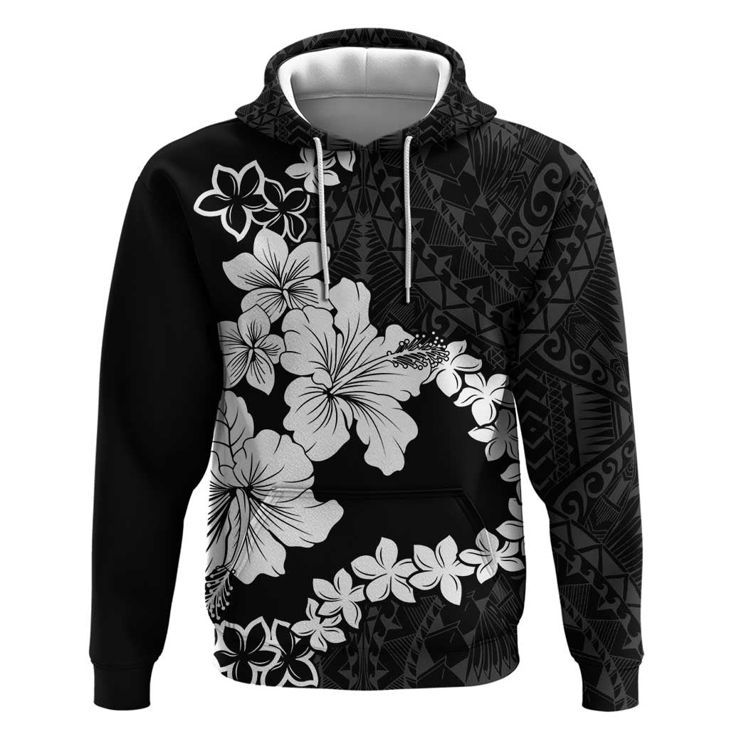 American Samoa Lotu Tamaiti Hoodie White Sunday Plumeria Black Vibe LT9 Pullover Hoodie Black - Polynesian Pride